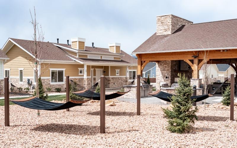 a hammock area with small trees
