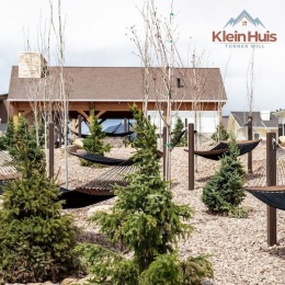 a hammock area with small trees